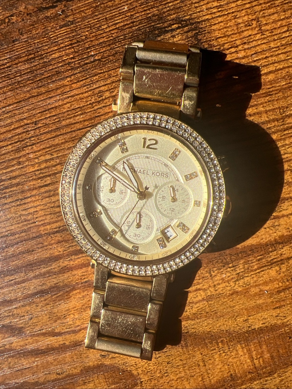 Michael Kors Gold Tone Crystal-Trim 38mm Watch